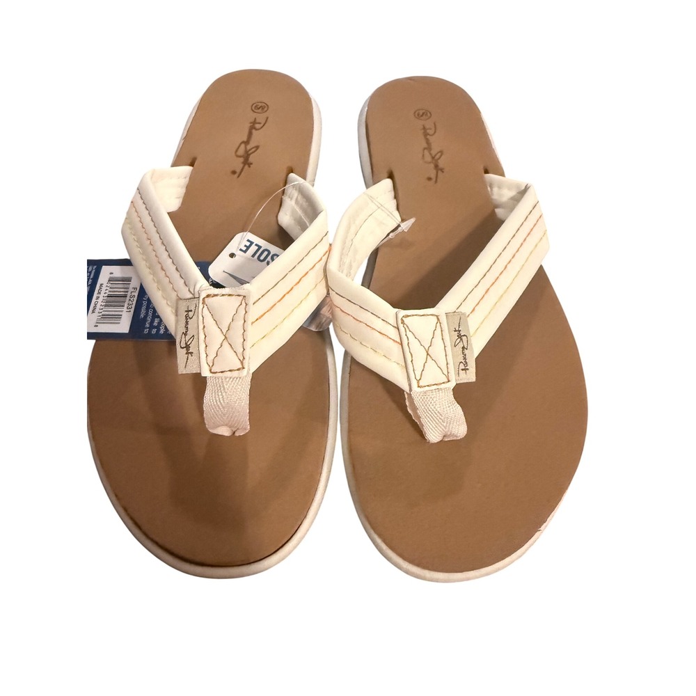 Panama Jack Womens White Rainbow Stitch Boat Sole Flip Flop Sandals FLS2331 8/9